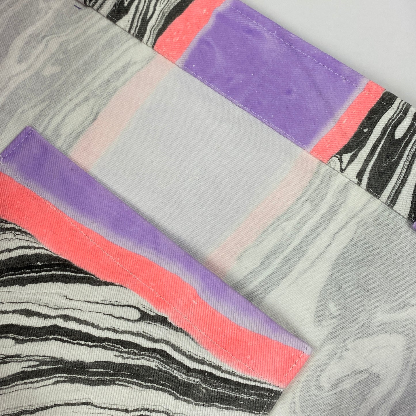 Lilac and Neon Peach Marble Stripe Beach Bag