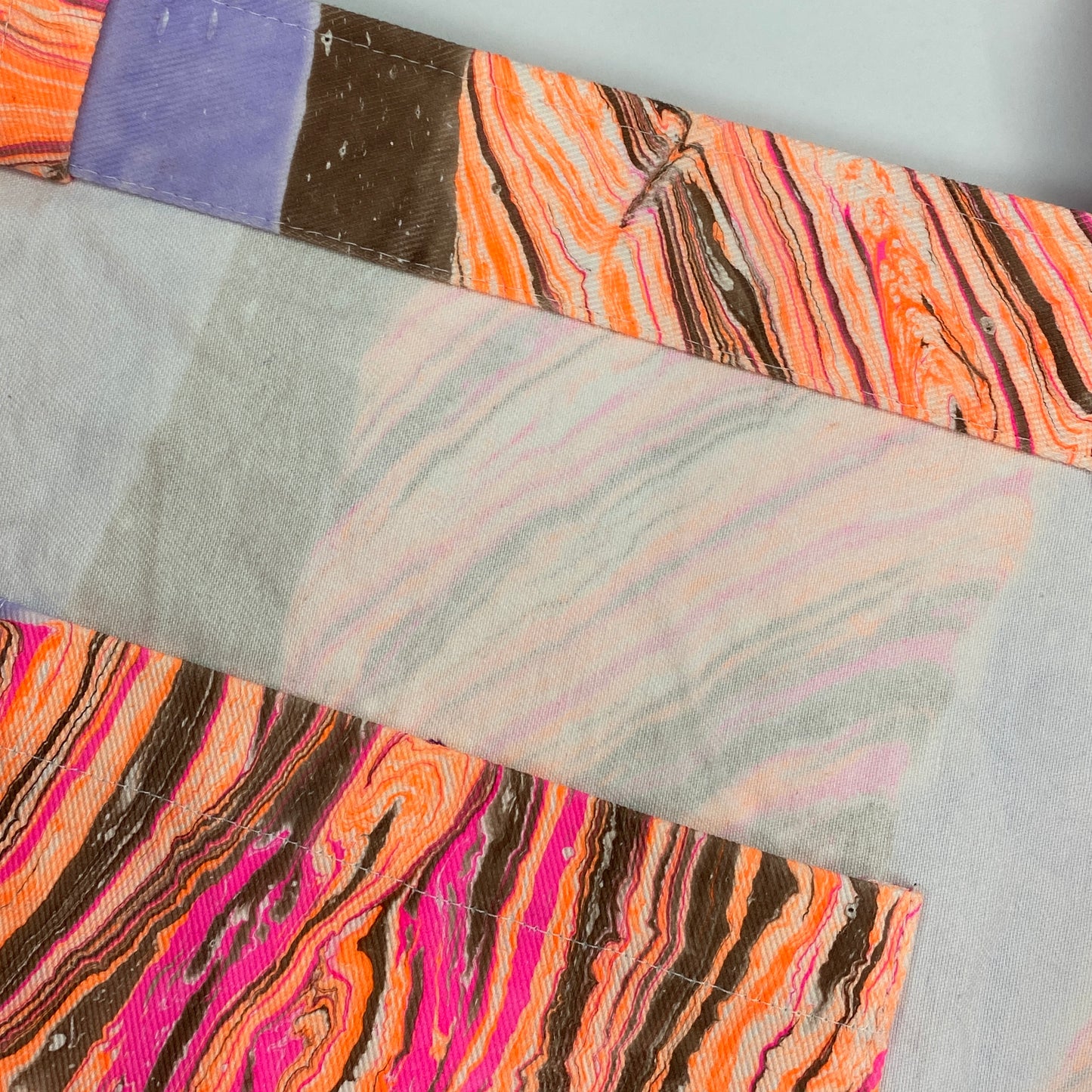 Brown and Multi Color Marble Stripe Beach Bag