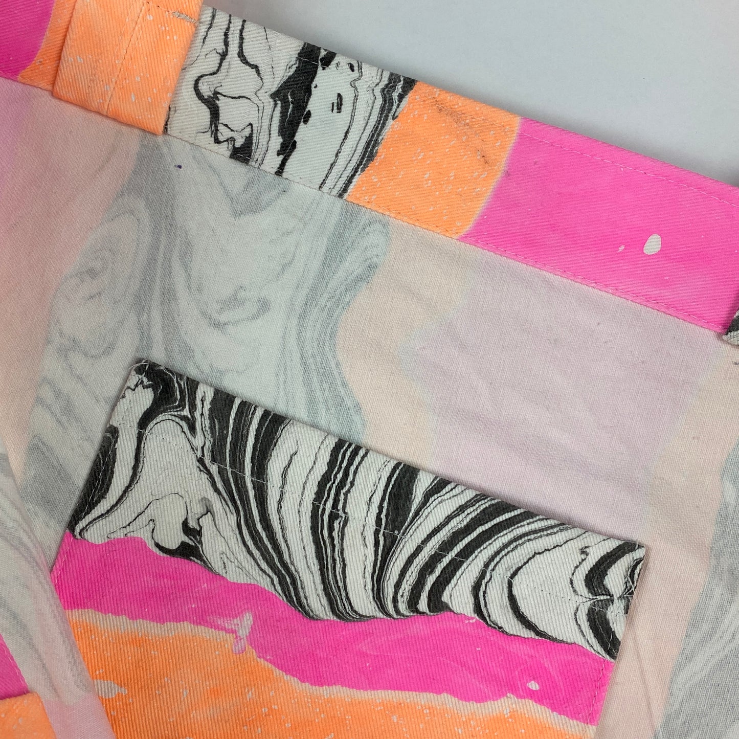 Pink and Orange Marble Stripe Beach Bag