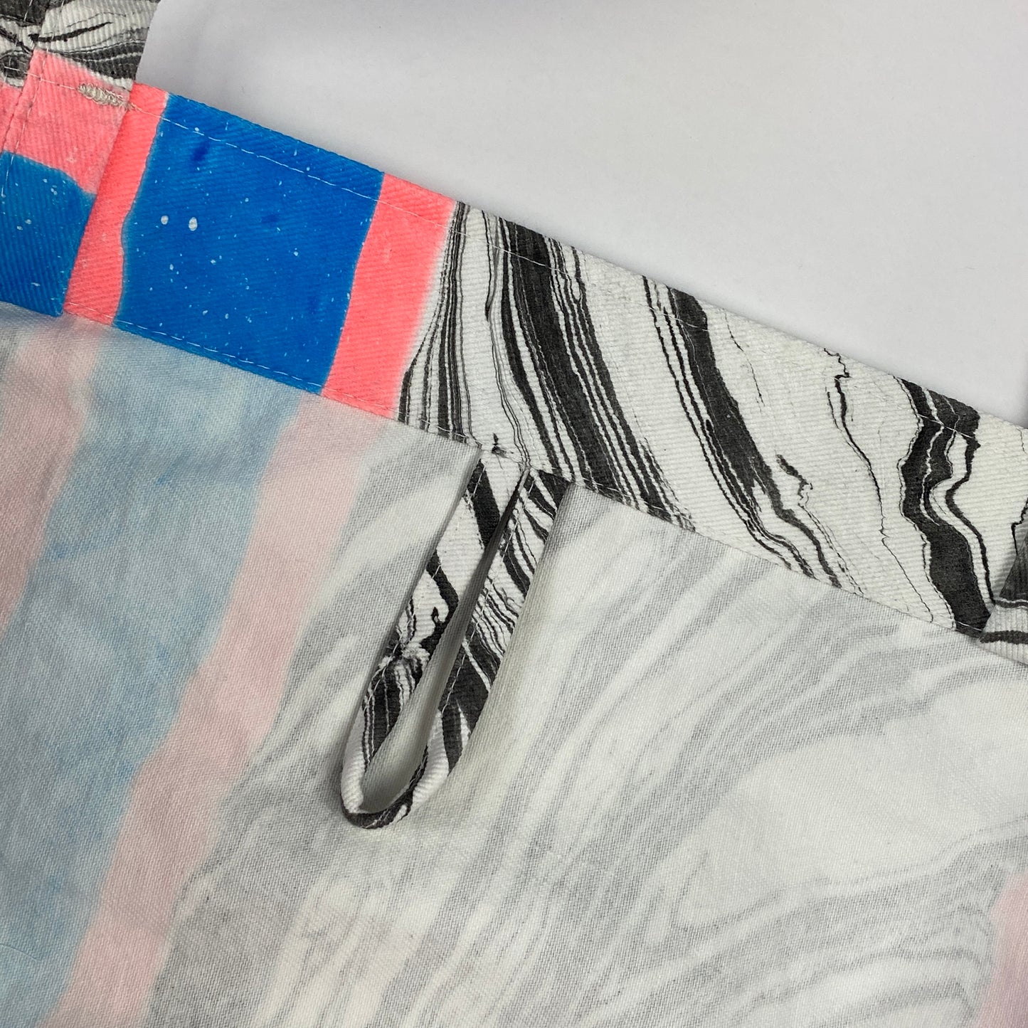 Neon Peach and Blue Marble Stripe Beach Bag