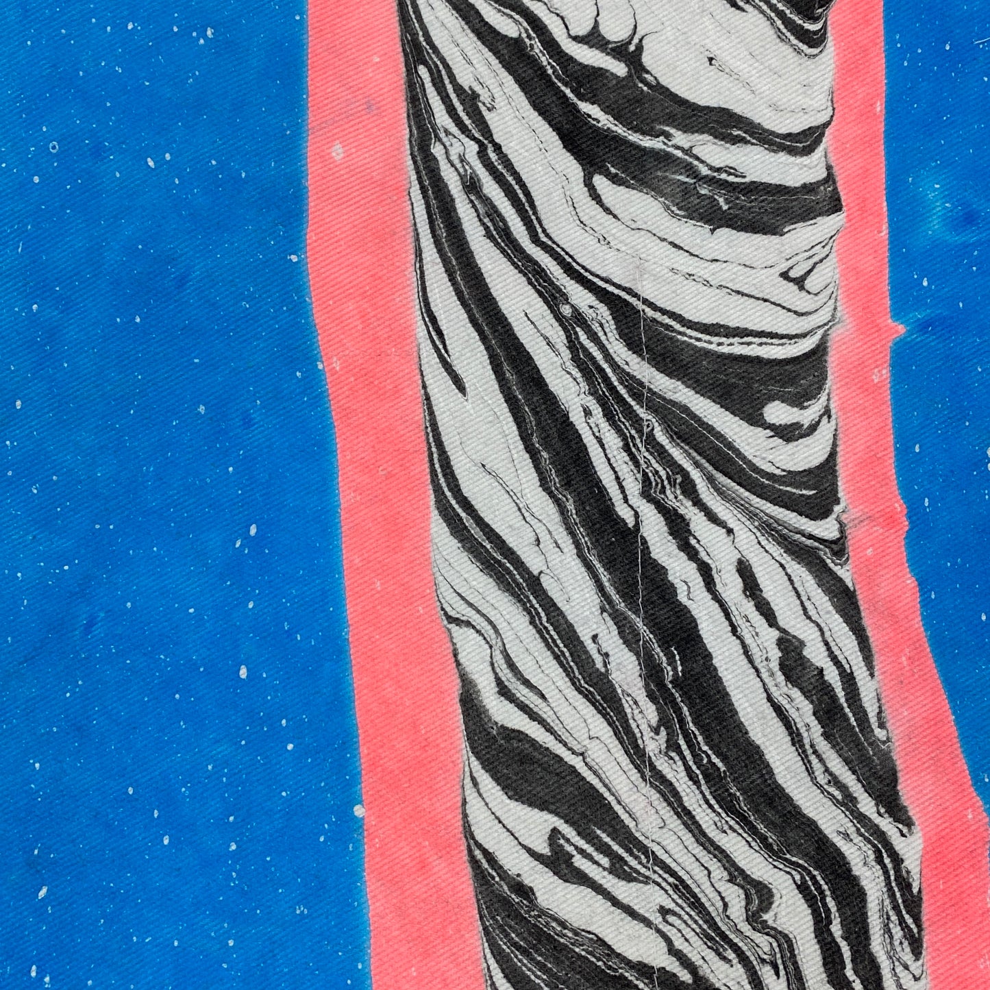 Neon Peach and Blue Marble Stripe Beach Bag