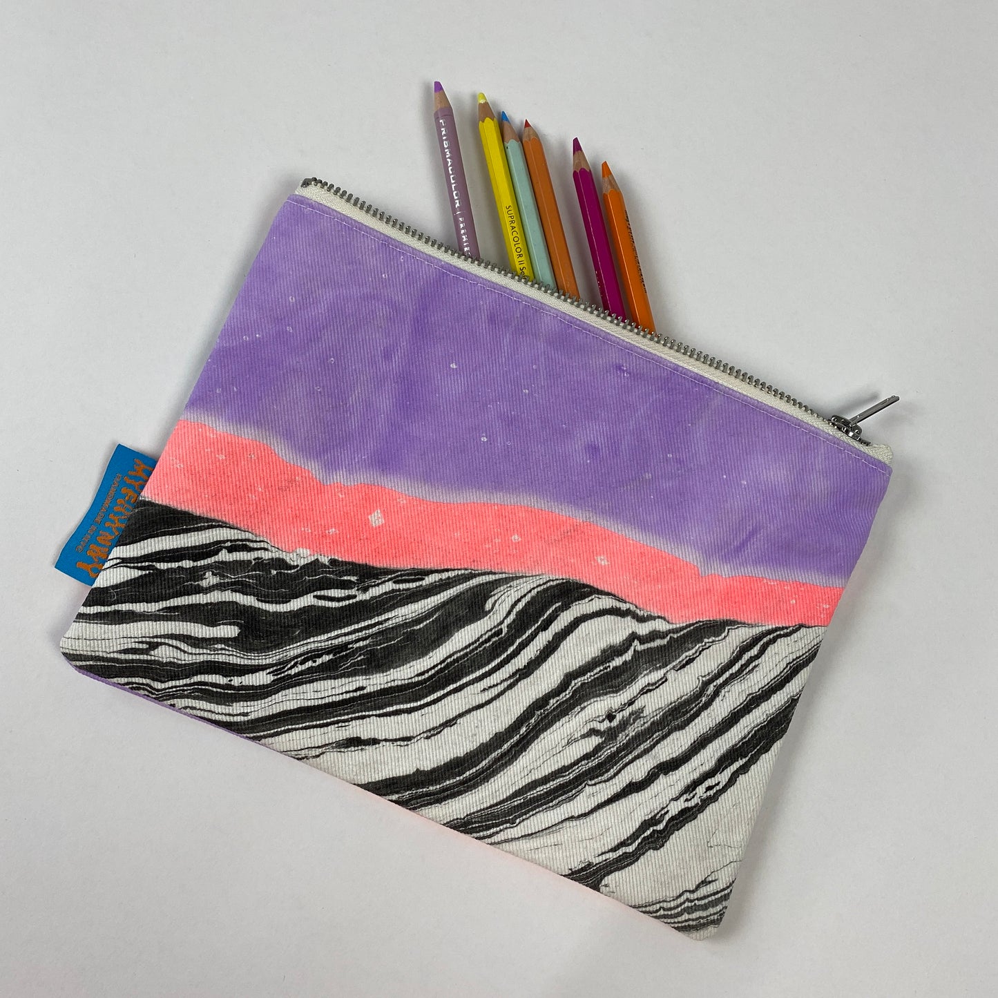 Lilac and Neon Peach Marble Stripe Beach Bag