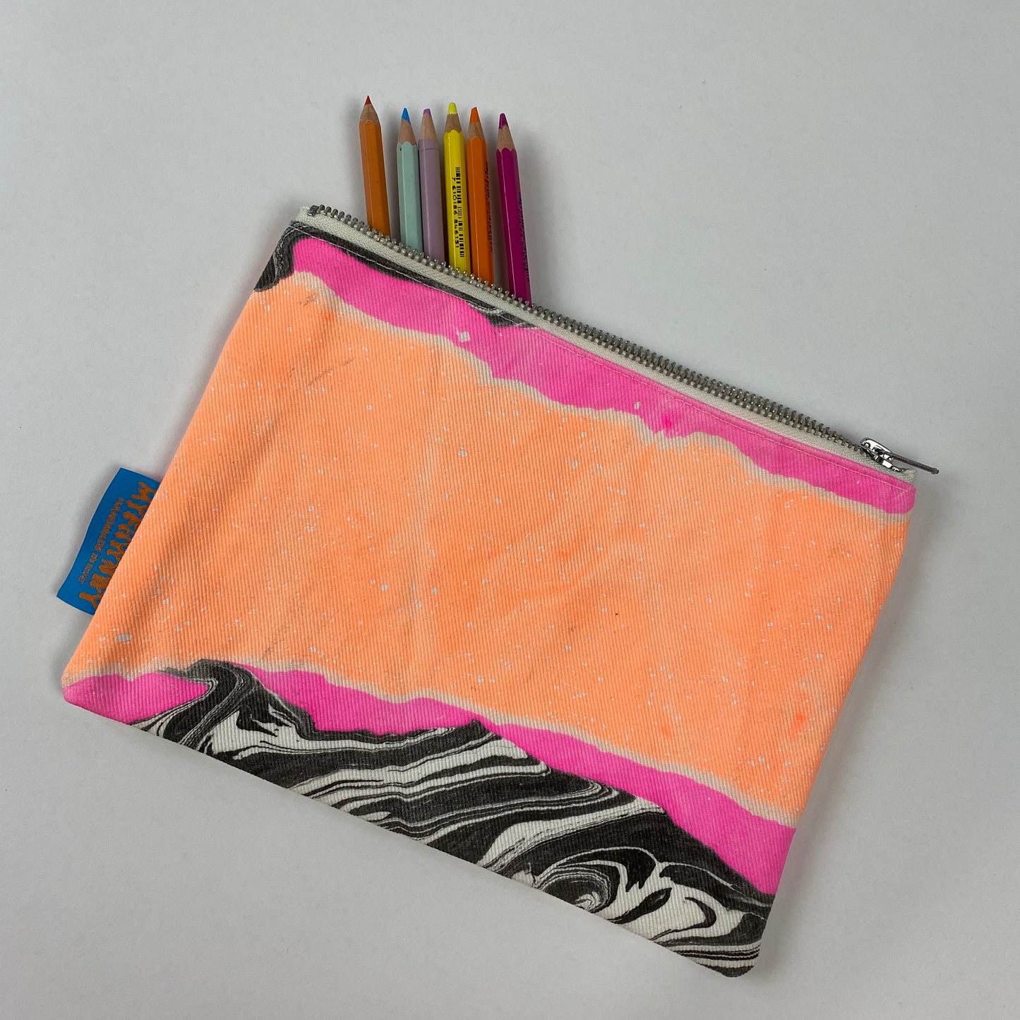 Pink and Orange Marble Stripe Beach Bag