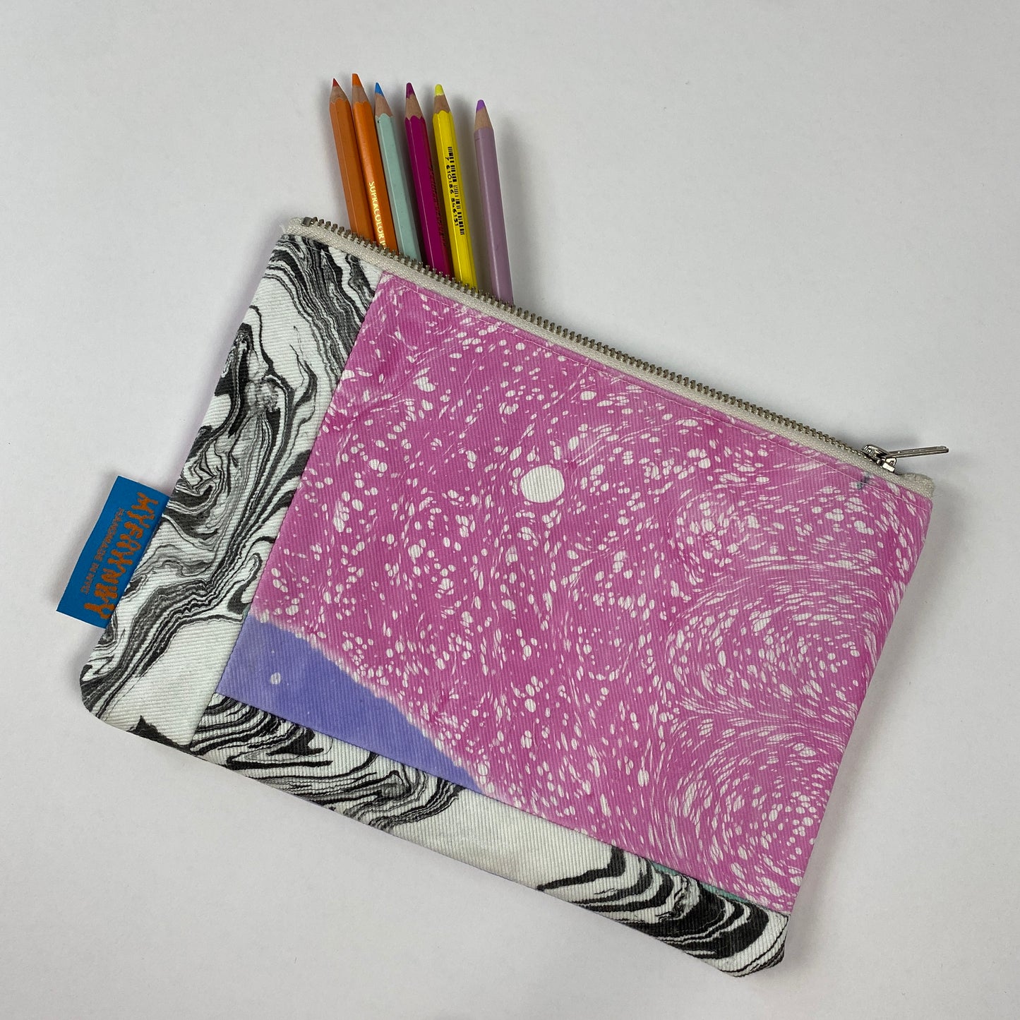 Lilac and Speckled Magenta Marble Stripe Beach Bag