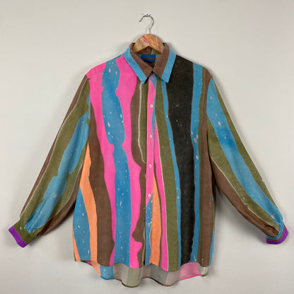 L /XL Button Down Stripe Shirt #1