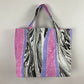 Lilac and Speckled Magenta Marble Stripe Beach Bag